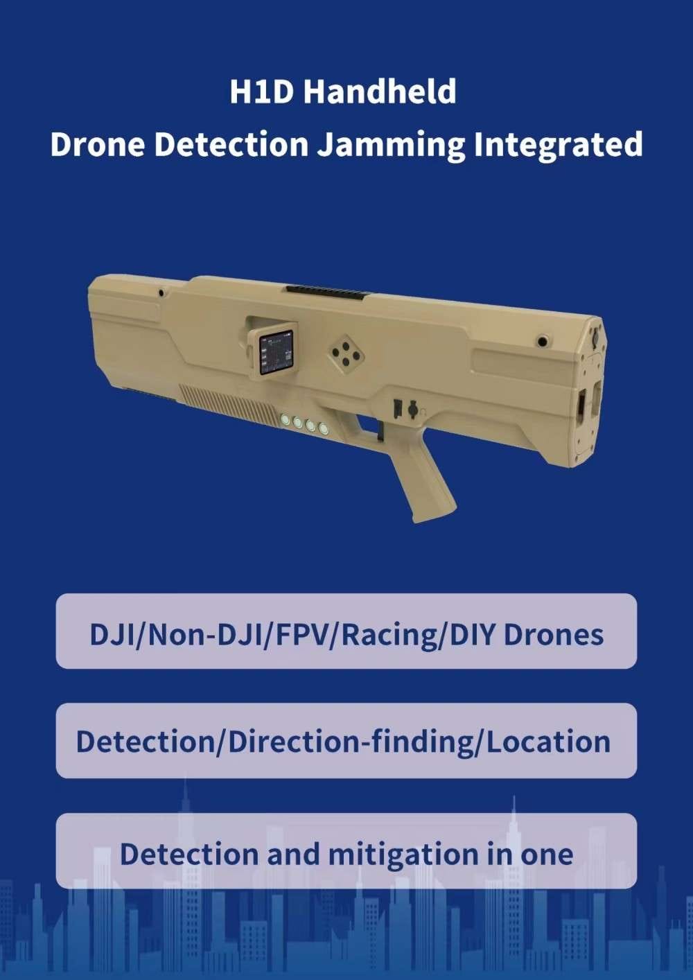 H1D HandheldDrone Detection Jamming Integrated