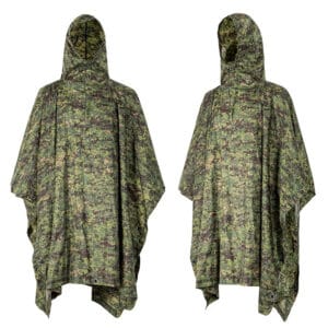 Military Rain Poncho Camouflage Single Person Rainproof Polyester With PVC Coated (1)