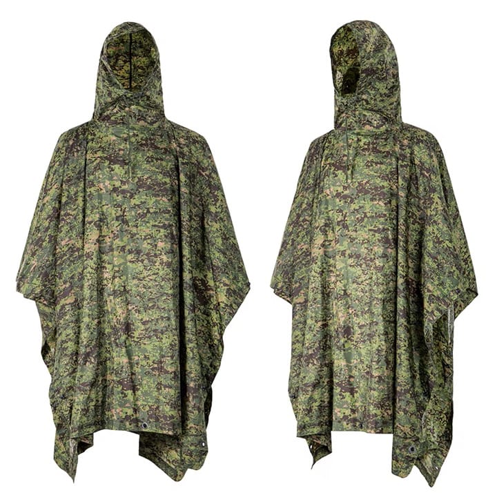 Military Rain Poncho Camouflage Single Person Rainproof Polyester With PVC Coated (1) Military Rain Poncho Camouflage Single Person Rainproof Polyester With PVC Coated (1)