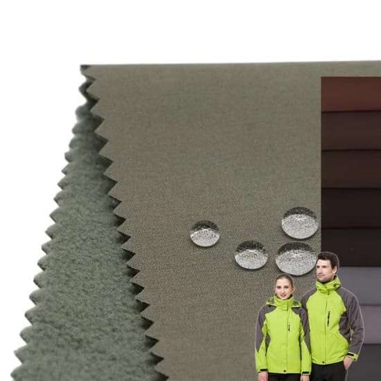 Factory Direct Four Way Stretch Fabric Spandex Waterproof Polyester Warm Fleece Soft Shell Fabric for Jacket (1) Factory Direct Four Way Stretch Fabric Spandex Waterproof Polyester Warm Fleece Soft Shell Fabric for Jacket (1)