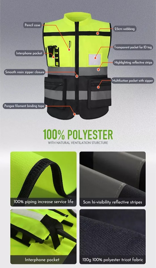 High Visibility Zipper Front Breathable Duty Vest Reflective 5 (1)