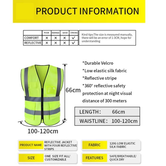 High Visibility Zipper Front Breathable Duty Vest Reflective 5 (4)